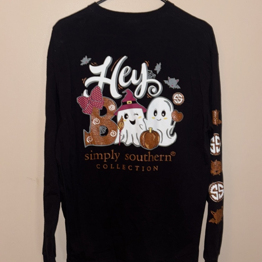 Simply, southern large, long sleeve tee  Halloween, hey boo